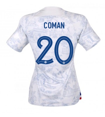Frankrike Kingsley Coman #20 Bortatröja Kvinnor VM 2022 Kortärmad